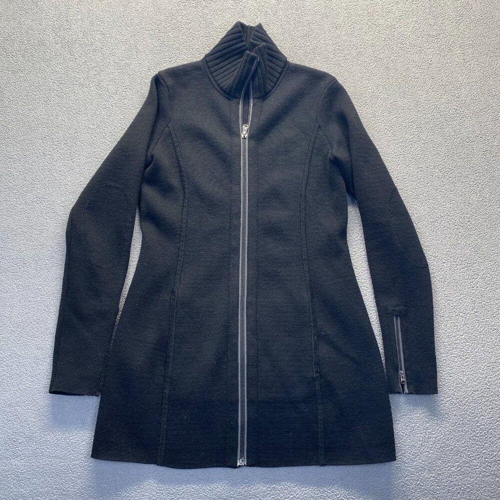 Athleta Sweater Jacket Women's Size XS black Lined Full Zip with Pockets‎ Wool